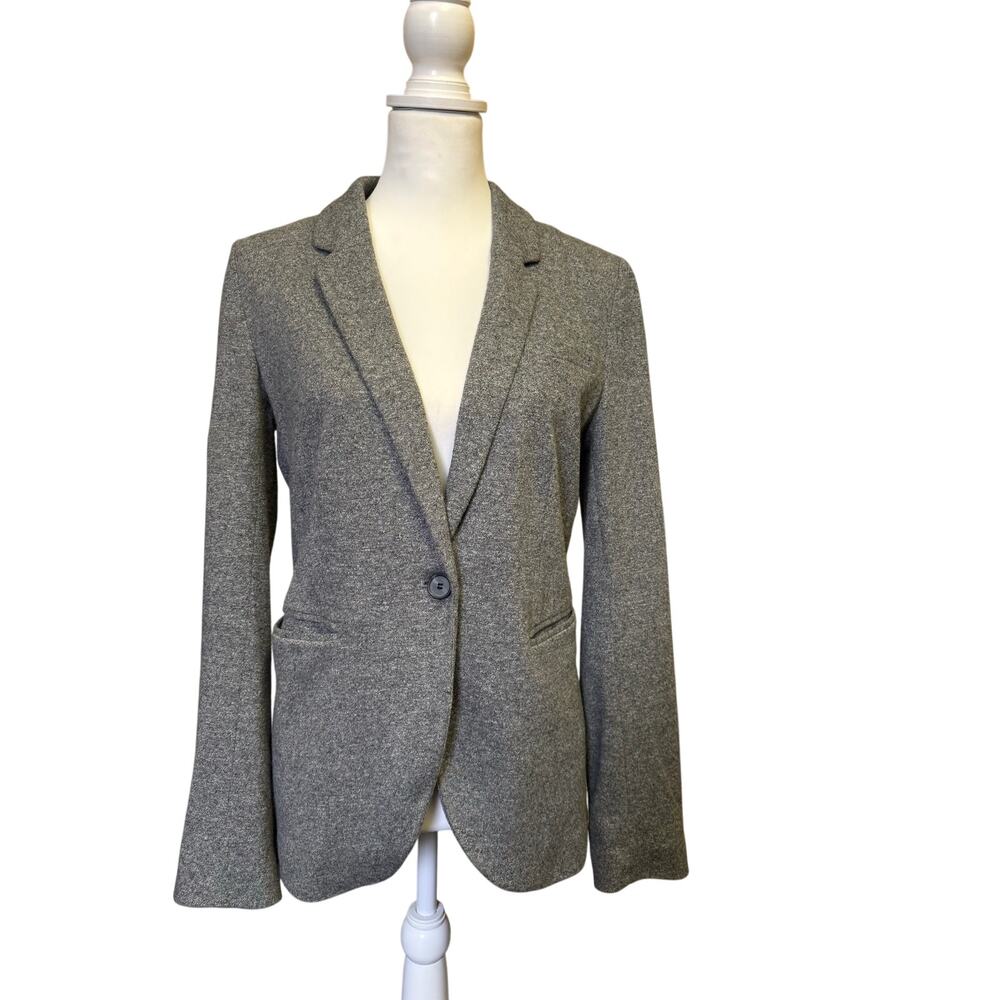 Ann Tylor LOFT 100% cotton grey blazer womens size 4